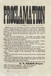 Première proclamation du maire de Chicago Roswell B. Mason concernant l